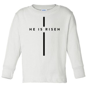 He Is Risen Cross Jesus Easter Day Christians Toddler Long Sleeve Shirt