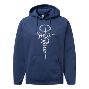 He Is Risen Cross Jesus Religious Easter Day Christians Performance Fleece Hoodie