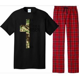 He Is Risen Christian Easter Verse Green Camo Cross Pajama Set