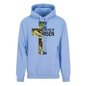 He Is Risen Christian Easter Verse Green Camo Cross Unisex Surf Hoodie