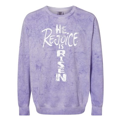 He Is Risen Rejoice Jesus Lives Easter Gifts Colorblast Crewneck Sweatshirt