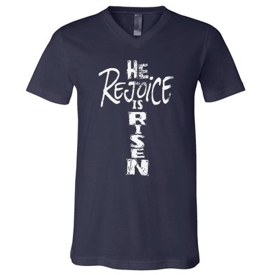 He Is Risen Rejoice Jesus Lives Easter Gifts V-Neck T-Shirt