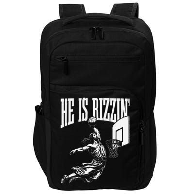 He Is Rizzin Funny Jesus Basketball Meme Impact Tech Backpack