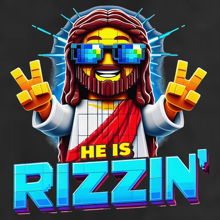 He Is Rizzen Jesus Has Rizzen Retro Christian Pixel Gaming Gift Cool Comfort Performance Bucket Hat