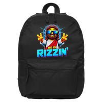 He Is Rizzen Jesus Has Rizzen Retro Christian Pixel Gaming Gift 16 in Basic Backpack