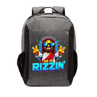 He Is Rizzen Jesus Has Rizzen Retro Christian Pixel Gaming Gift Vector Backpack