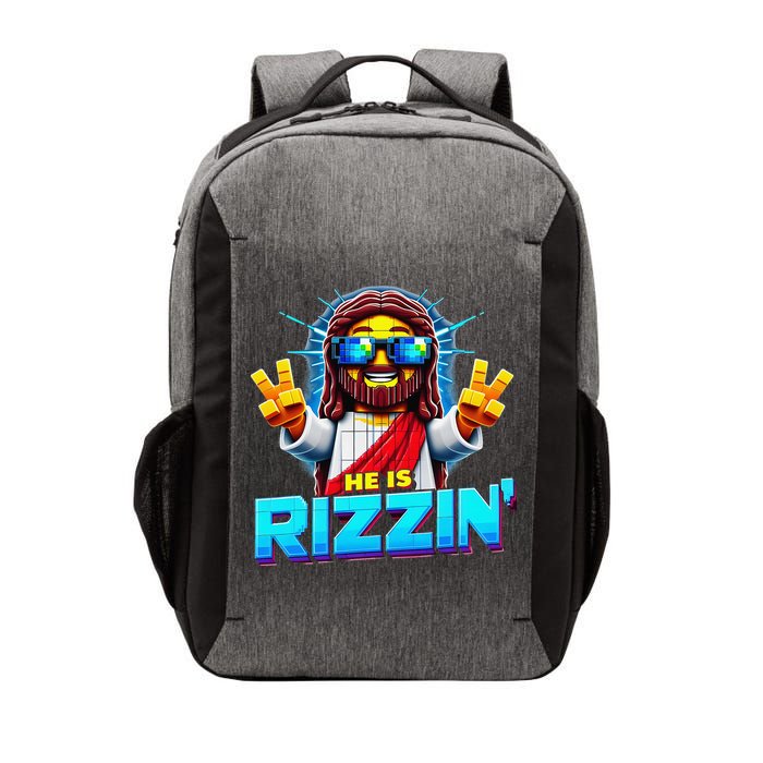 He Is Rizzen Jesus Has Rizzen Retro Christian Pixel Gaming Gift Vector Backpack
