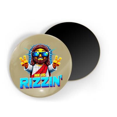 He Is Rizzen Jesus Has Rizzen Retro Christian Pixel Gaming Gift Magnet