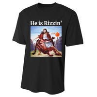 He Is Rizzin Jesus Is Rizzen Jesus Basketball Christian Performance Sprint T-Shirt