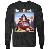 He Is Rizzin Jesus Is Rizzen Jesus Basketball Christian Tie-Dye Long Sleeve Shirt