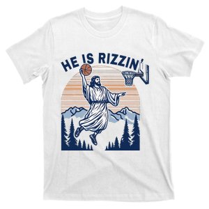 He Is Rizzin Funny Jesus Playing Basketball Meme Christian T-Shirt