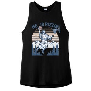 He Is Risen Rizzin Easter Jesus Christian Faith Basketball Ladies PosiCharge Tri-Blend Wicking Tank