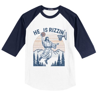 He Is Risen Rizzin Easter Jesus Christian Faith Basketball Baseball Sleeve Shirt