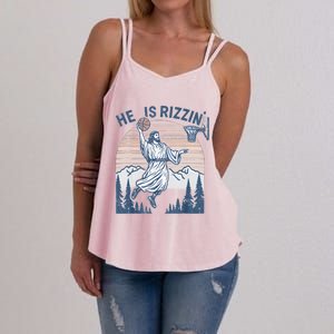 He Is Risen Rizzin Easter Jesus Christian Faith Basketball Women's Strappy Tank