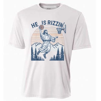 He Is Risen Rizzin Easter Jesus Christian Faith Basketball Cooling Performance Crew T-Shirt