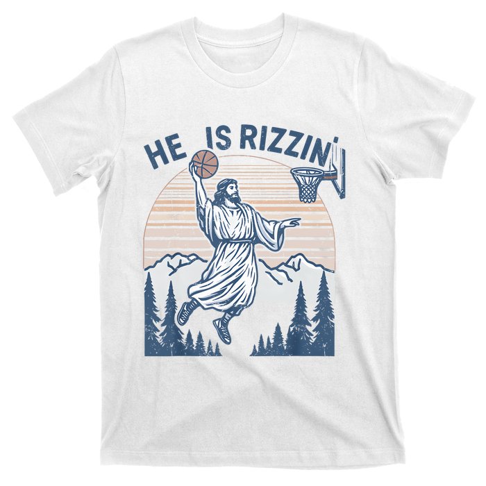 He Is Risen Rizzin Easter Jesus Christian Faith Basketball T-Shirt