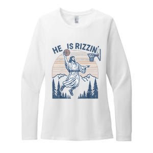 He Is Risen Rizzin Easter Jesus Christian Faith Basketball Womens CVC Long Sleeve Shirt