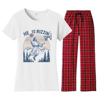 He Is Risen Rizzin Easter Jesus Christian Faith Basketball Women's Flannel Pajama Set