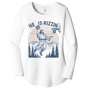 He Is Risen Rizzin Easter Jesus Christian Faith Basketball Women's Perfect Tri Tunic Long Sleeve Shirt