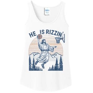 He Is Risen Rizzin Easter Jesus Christian Faith Basketball Ladies Essential Tank