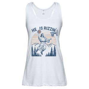 He Is Risen Rizzin Easter Jesus Christian Faith Basketball Ladies Essential Flowy Tank