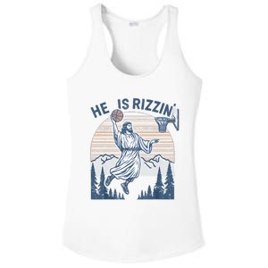 He Is Risen Rizzin Easter Jesus Christian Faith Basketball Ladies PosiCharge Competitor Racerback Tank