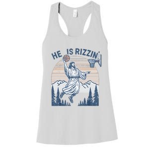 He Is Risen Rizzin Easter Jesus Christian Faith Basketball Women's Racerback Tank