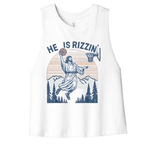 He Is Risen Rizzin Easter Jesus Christian Faith Basketball Women's Racerback Cropped Tank