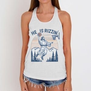 He Is Risen Rizzin Easter Jesus Christian Faith Basketball Women's Knotted Racerback Tank