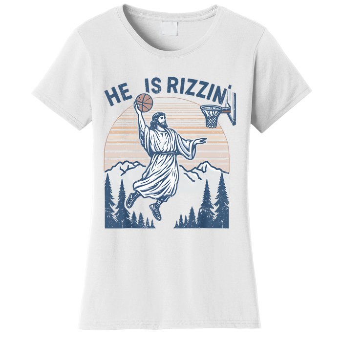 He Is Risen Rizzin Easter Jesus Christian Faith Basketball Women's T-Shirt