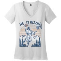 He Is Risen Rizzin Easter Jesus Christian Faith Basketball Women's V-Neck T-Shirt