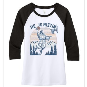 He Is Risen Rizzin Easter Jesus Christian Faith Basketball Women's Tri-Blend 3/4-Sleeve Raglan Shirt