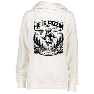 He Is Rizzin Funny Basketball Christian Religious Gift Womens Funnel Neck Pullover Hood