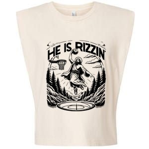 He Is Rizzin Funny Basketball Christian Religious Gift Garment-Dyed Women's Muscle Tee