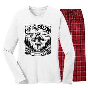 He Is Rizzin Funny Basketball Christian Religious Gift Women's Long Sleeve Flannel Pajama Set 