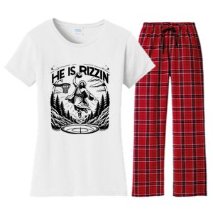 He Is Rizzin Funny Basketball Christian Religious Gift Women's Flannel Pajama Set