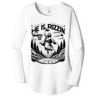 He Is Rizzin Funny Basketball Christian Religious Gift Women's Perfect Tri Tunic Long Sleeve Shirt