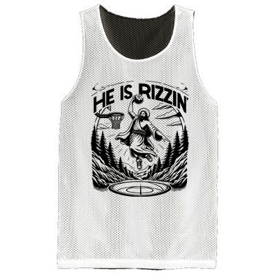 He Is Rizzin Funny Basketball Christian Religious Gift Mesh Reversible Basketball Jersey Tank