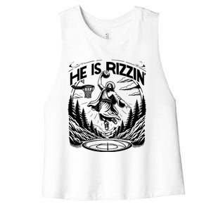 He Is Rizzin Funny Basketball Christian Religious Gift Women's Racerback Cropped Tank