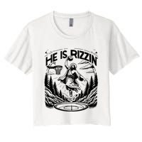 He Is Rizzin Funny Basketball Christian Religious Gift Women's Crop Top Tee