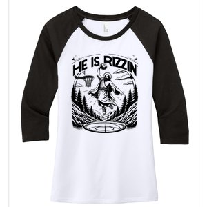 He Is Rizzin Funny Basketball Christian Religious Gift Women's Tri-Blend 3/4-Sleeve Raglan Shirt