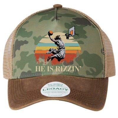 He Is Rizzin Jesus Playing Basketball Funny Easter Day Legacy Tie Dye Trucker Hat