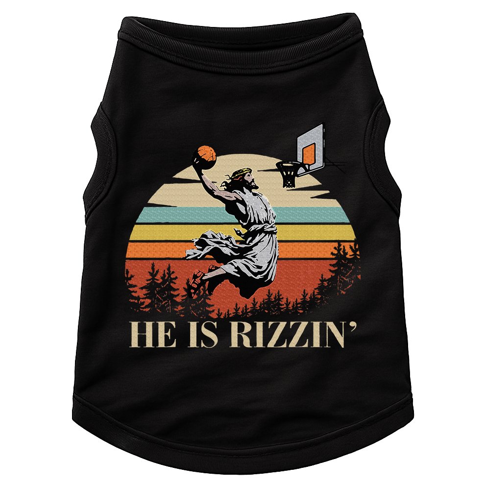 He Is Rizzin Jesus Playing Basketball Funny Easter Day Doggie Tank