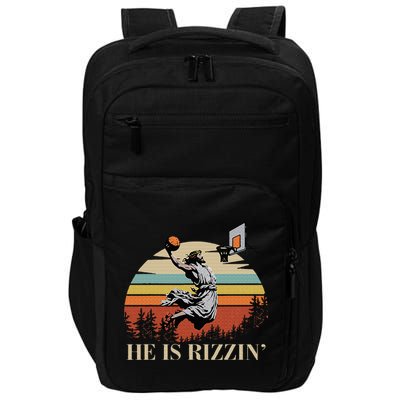 He Is Rizzin Jesus Playing Basketball Funny Easter Day Impact Tech Backpack