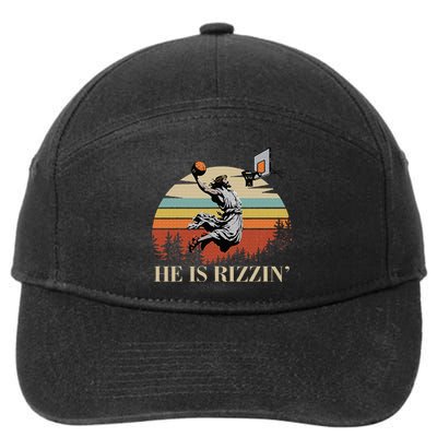 He Is Rizzin Jesus Playing Basketball Funny Easter Day 7-Panel Snapback Hat