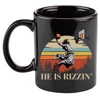 He Is Rizzin Jesus Playing Basketball Funny Easter Day 11oz C Handle Ceramic Mug