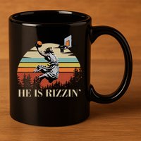 He Is Rizzin Jesus Playing Basketball Funny Easter Day 11oz C Handle Ceramic Mug