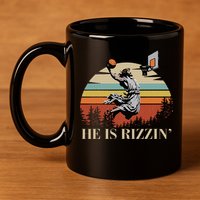 He Is Rizzin Jesus Playing Basketball Funny Easter Day 11oz C Handle Ceramic Mug