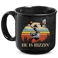 He Is Rizzin Jesus Playing Basketball Funny Easter Day 15oz Campfire Ceramic Mug