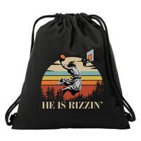 He Is Rizzin Jesus Playing Basketball Funny Easter Day Drawstring Bag